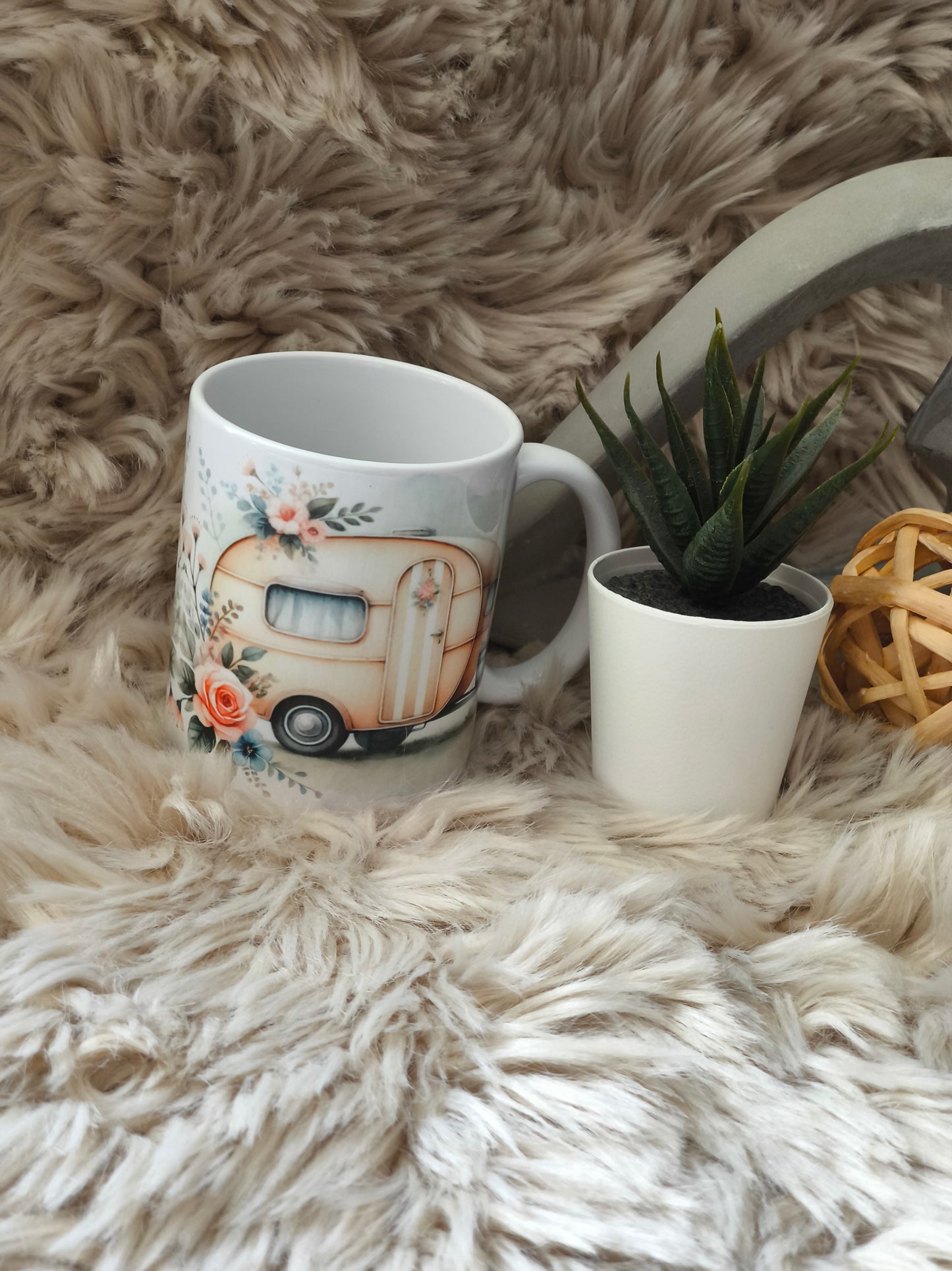 Tasse - Camper mit Blumen